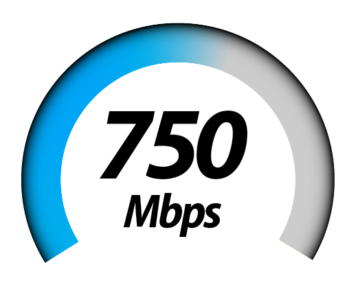 LL Internet speed guages v fade 750 Mbps